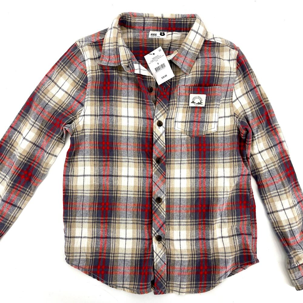 NWT Cotton-on kids plaid shirt in woven‎ knit cotton (8)
